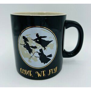 Disney Hocus Pocus Come, We Fly Coffee Mug Black Gold Tea Cup Sanderson Sisters